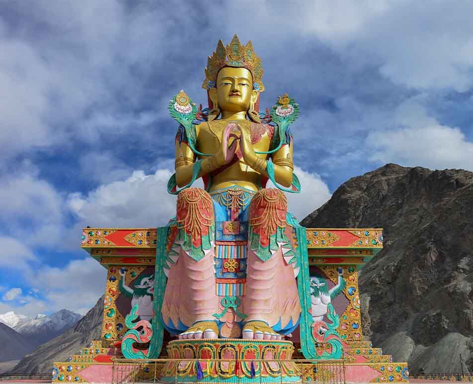 Buddha on the hill in Nubra Valley